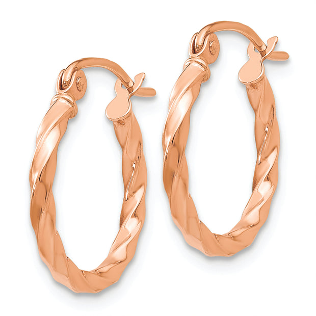 14k Rose Gold Twisted Hoop Earrings