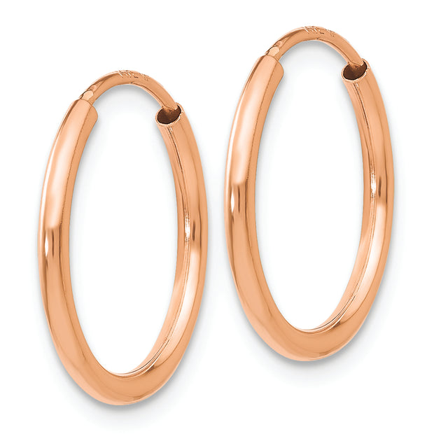 14k Rose Gold Polished Endless Tube Hoop Earrings