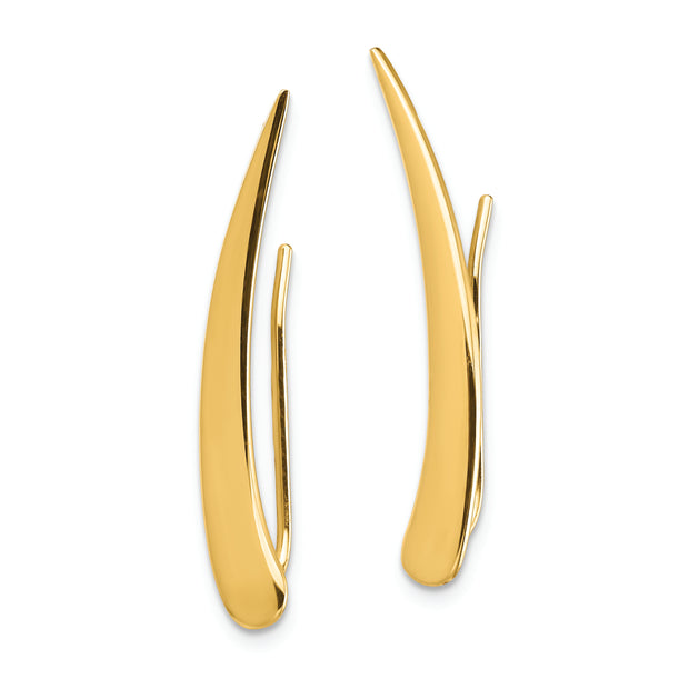 14k Gold Polished Pointed Ear Climber Earrings