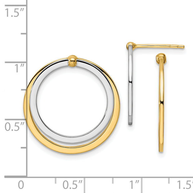 14k Two-tone Circle Front and Back Post Earrings