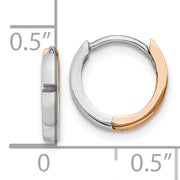 14k Two-tone Rose and White Gold 1.75mm Hinged Hoop Earrings