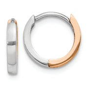 14k Two-tone Rose and White Gold 1.75mm Hinged Hoop Earrings