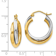 14k Two-tone Polished Double Hoop Earrings