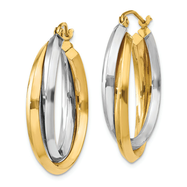 14k Two-tone Polished Double Hoop Earrings