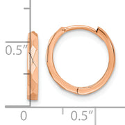14k Rose Gold Polished Faceted 2x14mm Hinged Hoop Earrings
