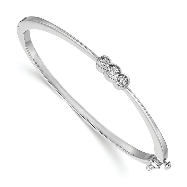 14k White Gold AA Diamond Hinged Bangle