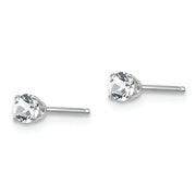 14k White Gold 3mm White Topaz Stud Earrings