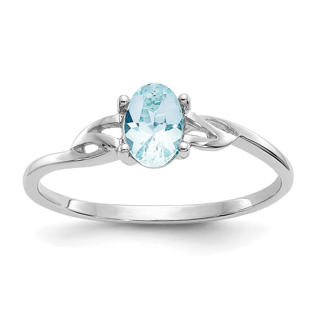 14k White Gold Aquamarine Birthstone Ring