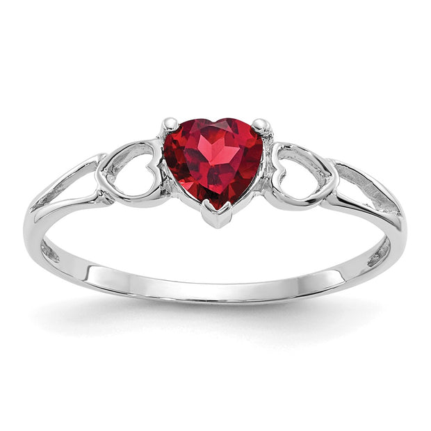 14k White Gold Garnet Birthstone Ring