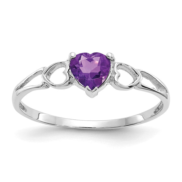 14k White Gold Amethyst Birthstone Ring