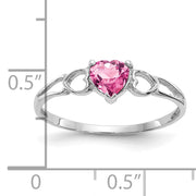 14k White Gold Pink Tourmaline Birthstone Ring