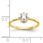 14k Diamond & White Topaz Birthstone Ring