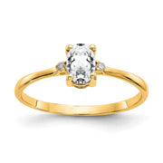 14k Diamond & White Topaz Birthstone Ring