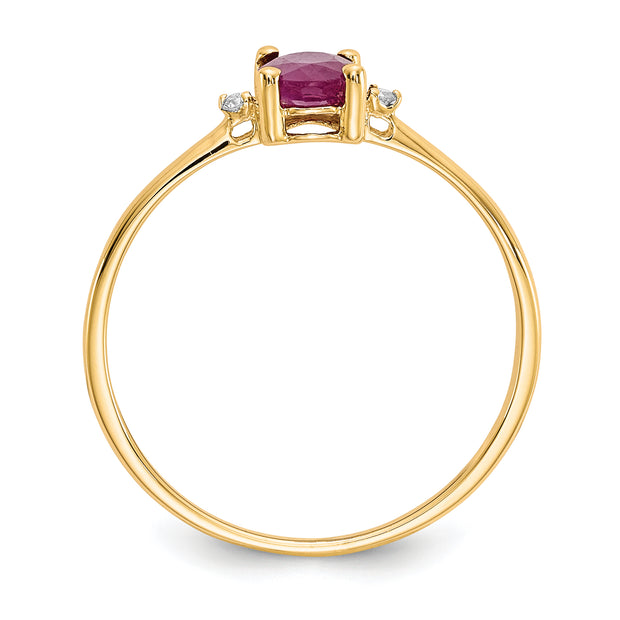 14k Diamond & Ruby Birthstone Ring