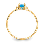14k Diamond & Blue Topaz Birthstone Ring