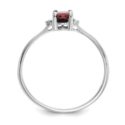 14k White Gold Diamond & Garnet Birthstone Ring