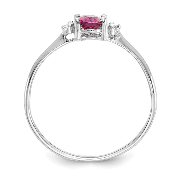 14k White Gold Diamond & Pink Tourmaline Birthstone Ring