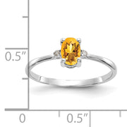 14k White Gold Diamond & Citrine Birthstone Ring