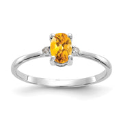 14k White Gold Diamond & Citrine Birthstone Ring