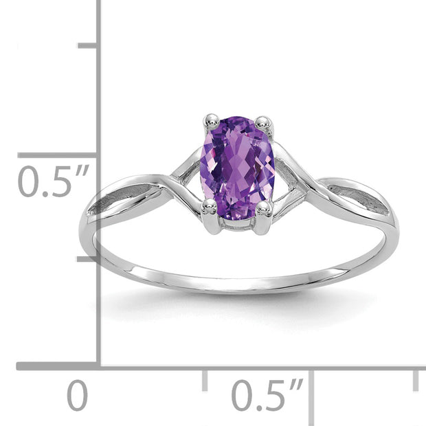 14k White Gold Amethyst Birthstone Ring