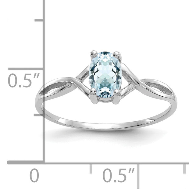 14k White Gold Aquamarine Birthstone Ring