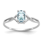 14k White Gold Aquamarine Birthstone Ring