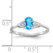 14k White Gold Blue Topaz and Diamond Ring