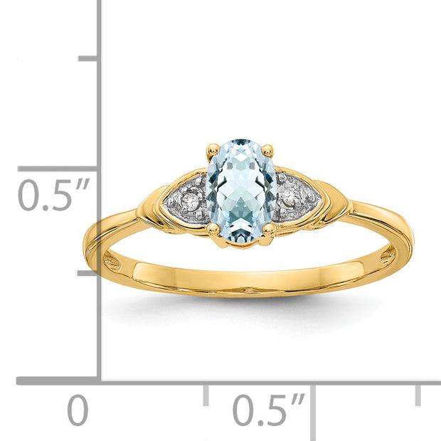 14k Aquamarine and Diamond Ring