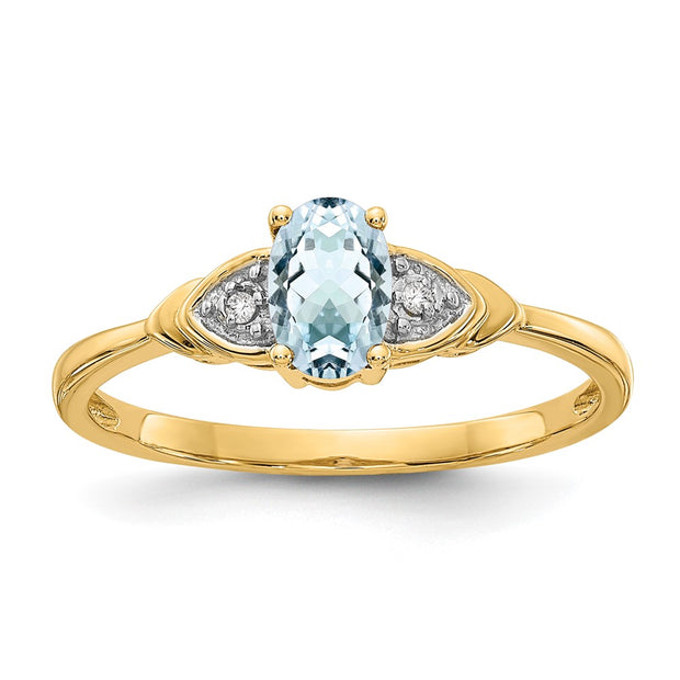 14k Aquamarine and Diamond Ring