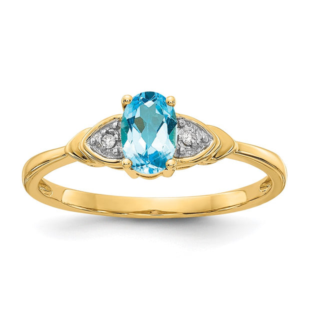 14k Blue Topaz and Diamond Ring