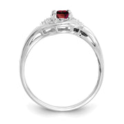 14k White Gold Garnet and Diamond Ring