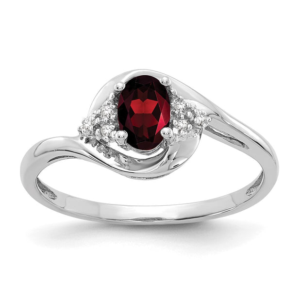 14k White Gold Garnet and Diamond Ring