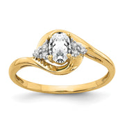 14k White Topaz and Diamond Ring