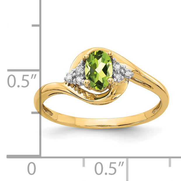 14k Peridot and Diamond Ring