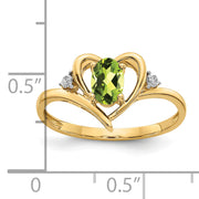 14k Peridot and Diamond Heart Ring