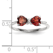 14k White Gold Polished Garnet Bow Ring