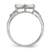 14k White Gold Polished Created Opal Bow Ring