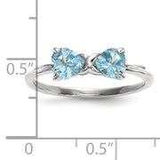 14k White Gold Polished Light Swiss Blue Topaz Bow Ring