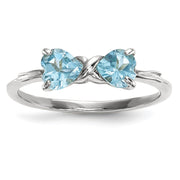 14k White Gold Polished Light Swiss Blue Topaz Bow Ring