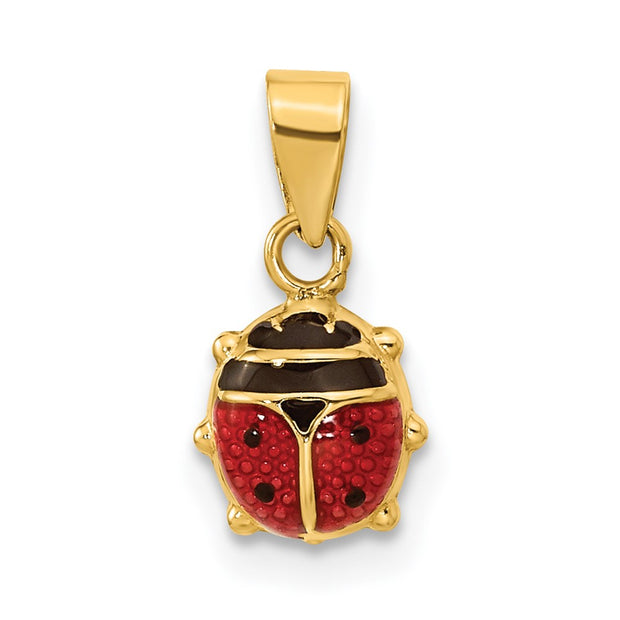 14K Polished Red/Black Enamel Ladybug Pendant
