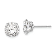 14k White Gold 8mm Round CZ Post Earrings