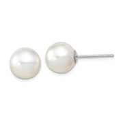 14K White Gold 9-10mm Round White Saltwater South Sea Pearl Earrings