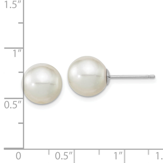 14K White Gold 10-11mm Round White Saltwater South Sea Pearl Earrings