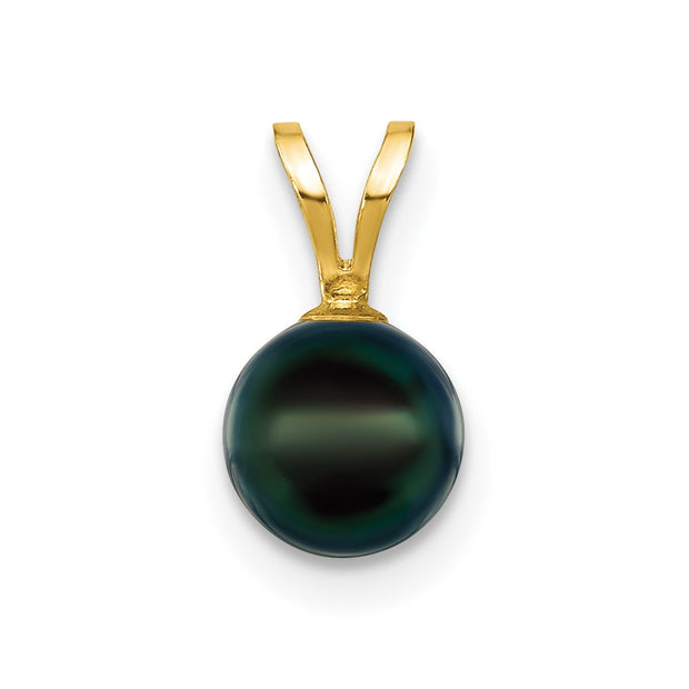 14k Gold 6-7mm Black Saltwater Akoya Cultured Pearl Pendant
