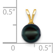14k Gold 7-8mm Black Saltwater Akoya Cultured Pearl Pendant
