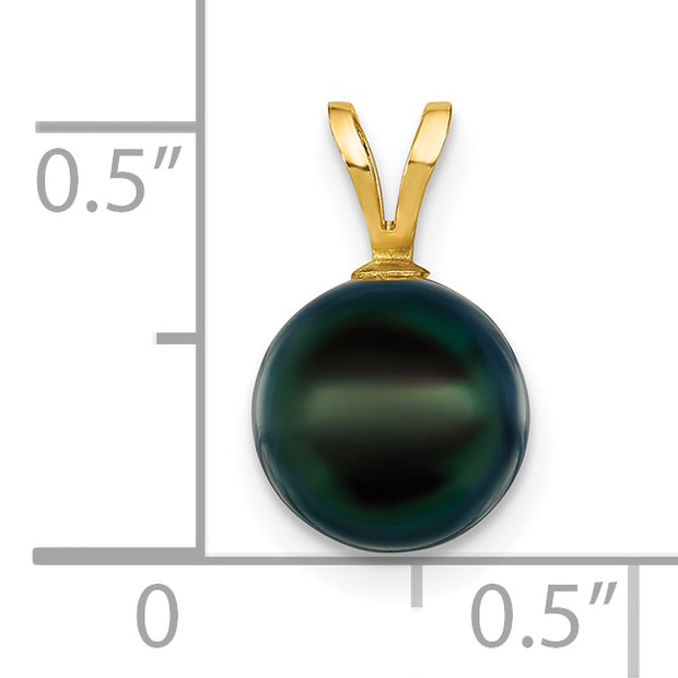 14k Gold 8-9mm Black Saltwater Akoya Cultured Pearl Pendant