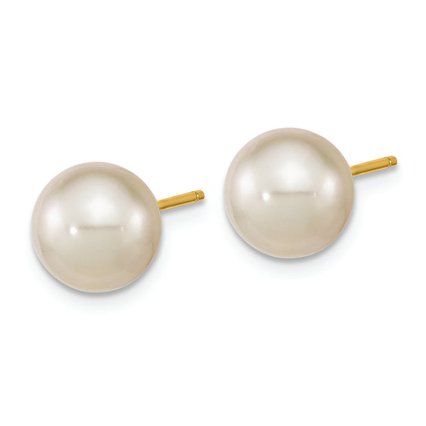 14K 8-9mm Round White Saltwater Cultured South Sea Pearl Earrings