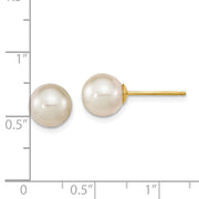 14K 8-9mm Round White Saltwater Cultured South Sea Pearl Earrings
