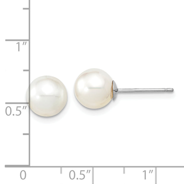 14K White Gold 8-9mm Round White Saltwater South Sea Pearl Earrings