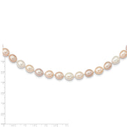 14K 8-9mm Rice Pink Purple White Alternating Color FWC Pearl Necklace
